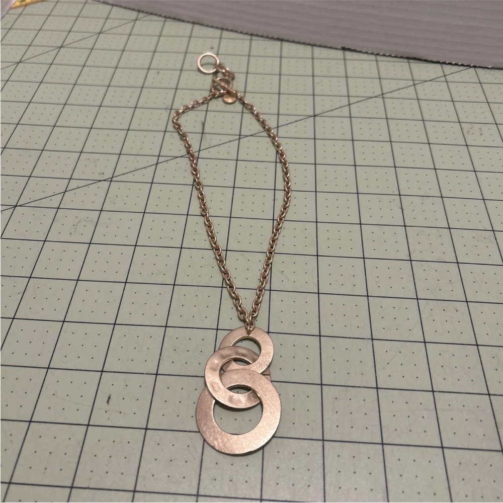 Jones New York - Brass Tone Chain with 3 Ring Pendant 18"